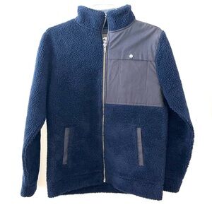 Mountain Khakis Men’s “Acadian”Navy Sherpa Fleece Zip Jacket Medium NWT